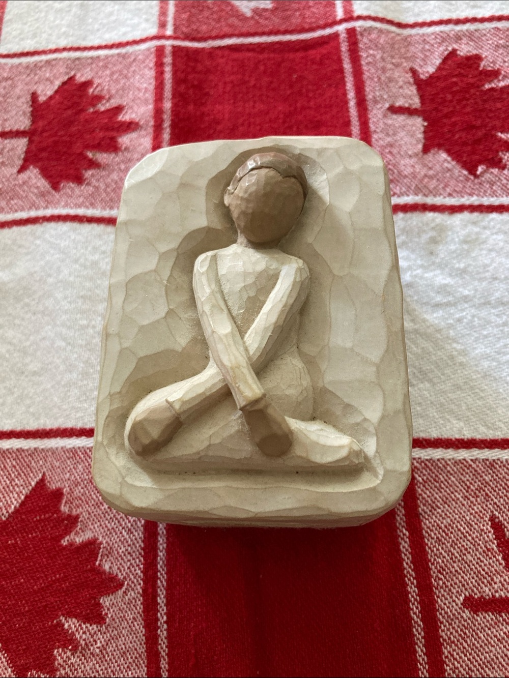 Willow Tree Beige and Tan Carved Figurine Jewelry Box
